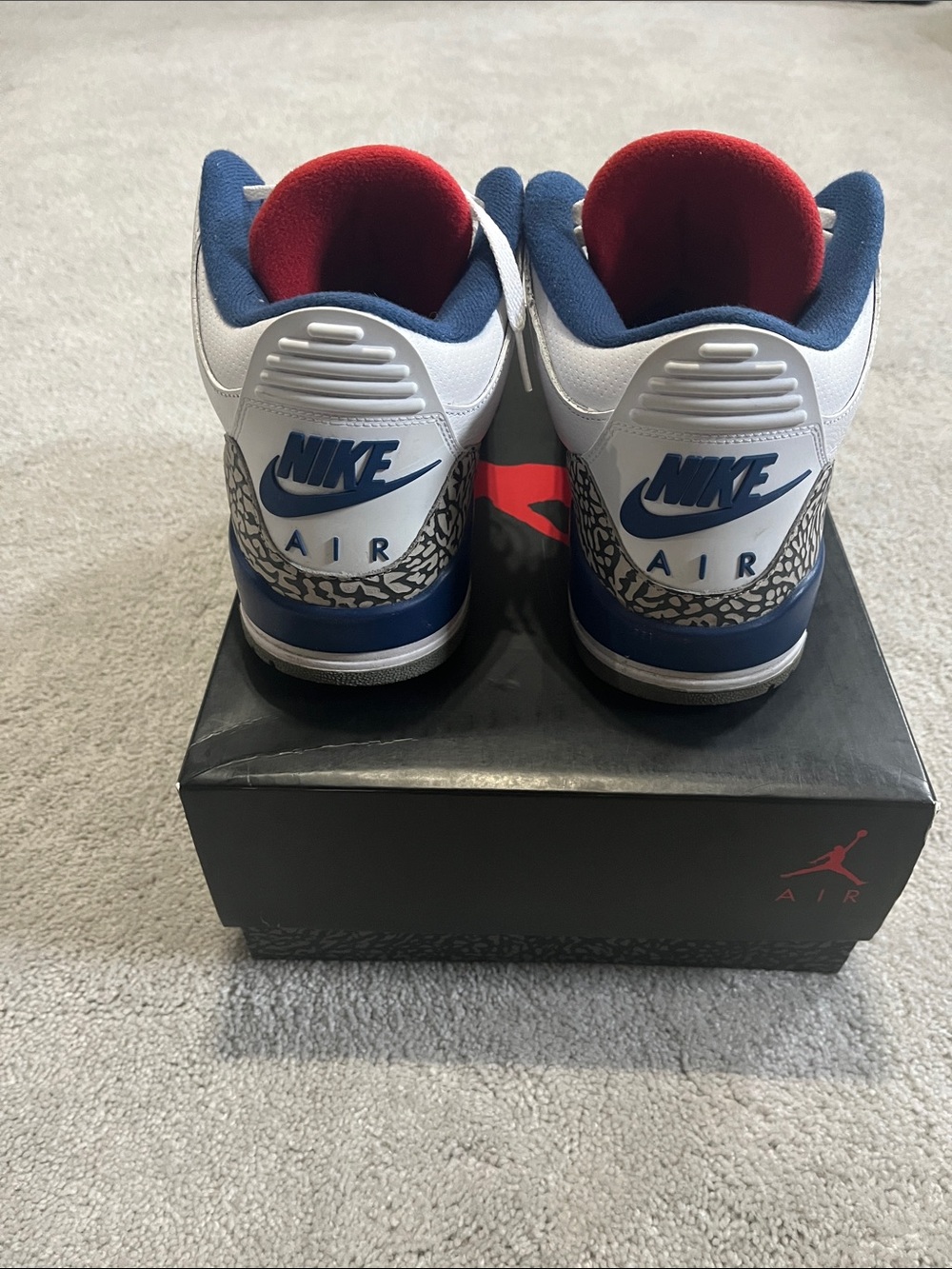 Jordan 3 True Blue - White/Red/Blue Retro Elephant Print Sneakers - Picture 3 of 6